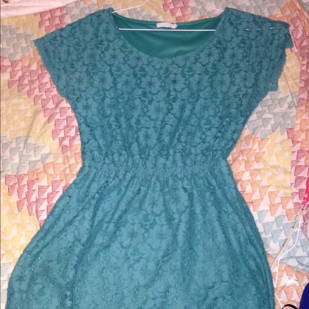 Teal lace dress